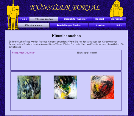 Kuenstler Portal in KÜNSTLER-PORTAL